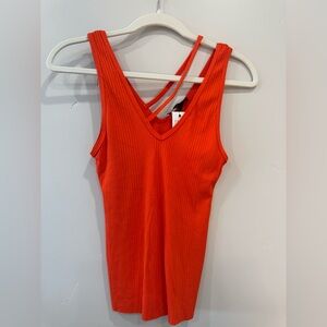 The Range NYC Vibrant Orange Ribbed Tank Top NWT